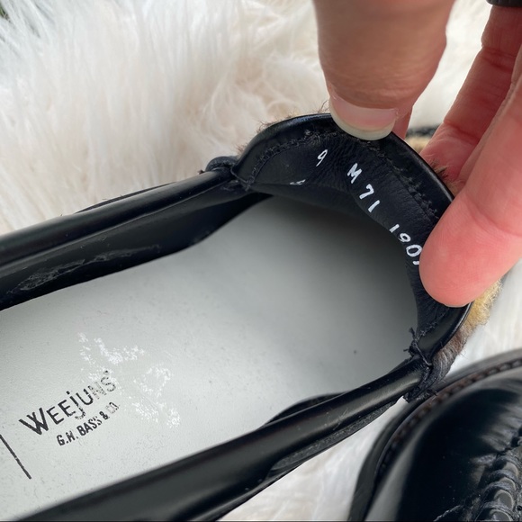 RE/DONE Weejuns The Winsome black Glossed-leather Leopard Calf Hair Pumps 9 - Picture 5 of 7